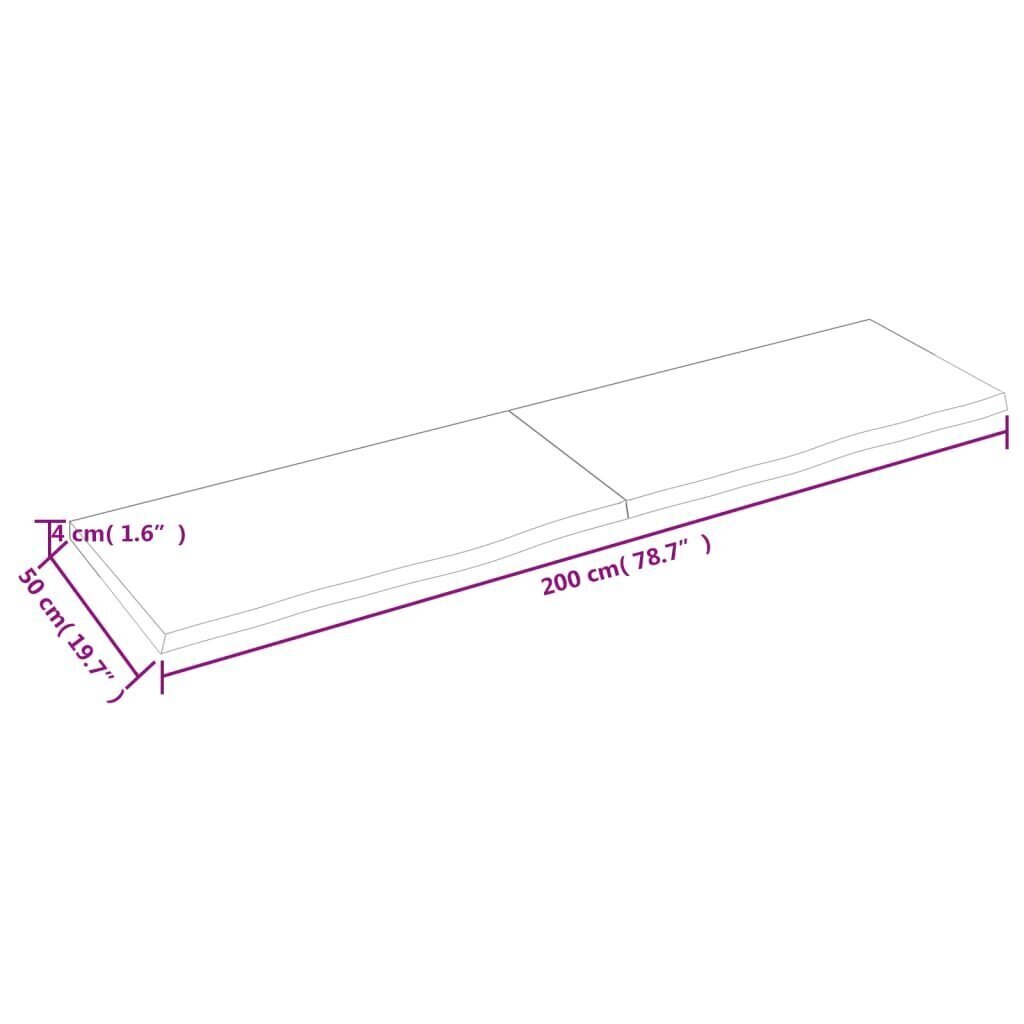 Seinähylly 200x50x(2-4) cm käsittelemätön täysi tammi hinta ja tiedot | Hyllyt | hobbyhall.fi