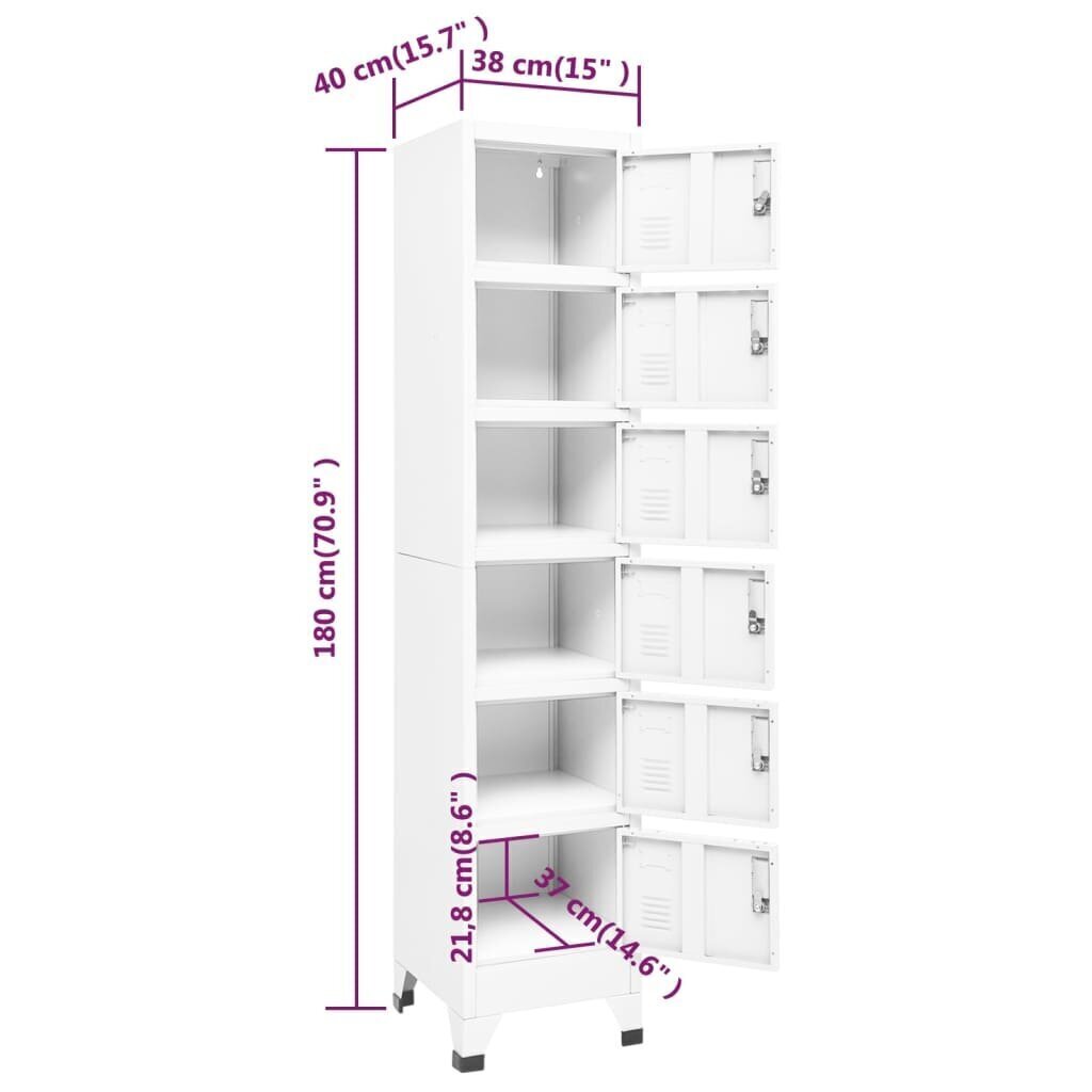 Pukukaappi valkoinen 38x40x180 cm teräs hinta ja tiedot | Olohuoneen kaapit ja lipastot | hobbyhall.fi