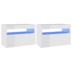 TV-tasot LED-valoilla 2 kpl korkeakiilto valkoinen 60x35x40 cm hinta ja tiedot | TV-tasot | hobbyhall.fi