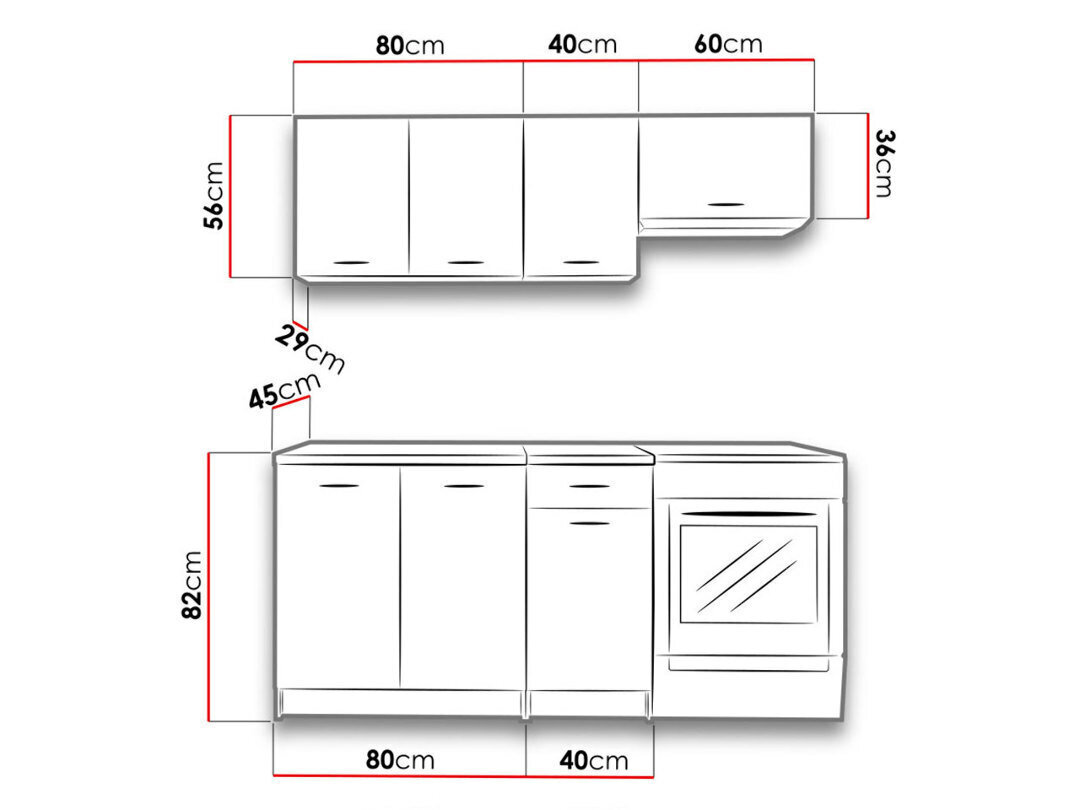 Keittiö Elena 180 cm hinta ja tiedot | Keittiökalusteet | hobbyhall.fi