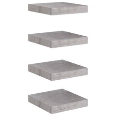 Kelluvat seinähyllyt 4 kpl betoninharmaa 23x23,5x3,8 cm MDF hinta ja tiedot | Hyllyt | hobbyhall.fi