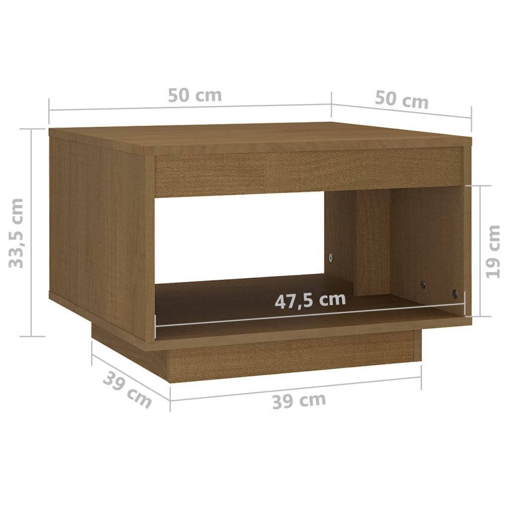 Sohvapöytä hunajanruskea 50x50x33,5 cm täysi mänty hinta ja tiedot | Sohvapöydät | hobbyhall.fi