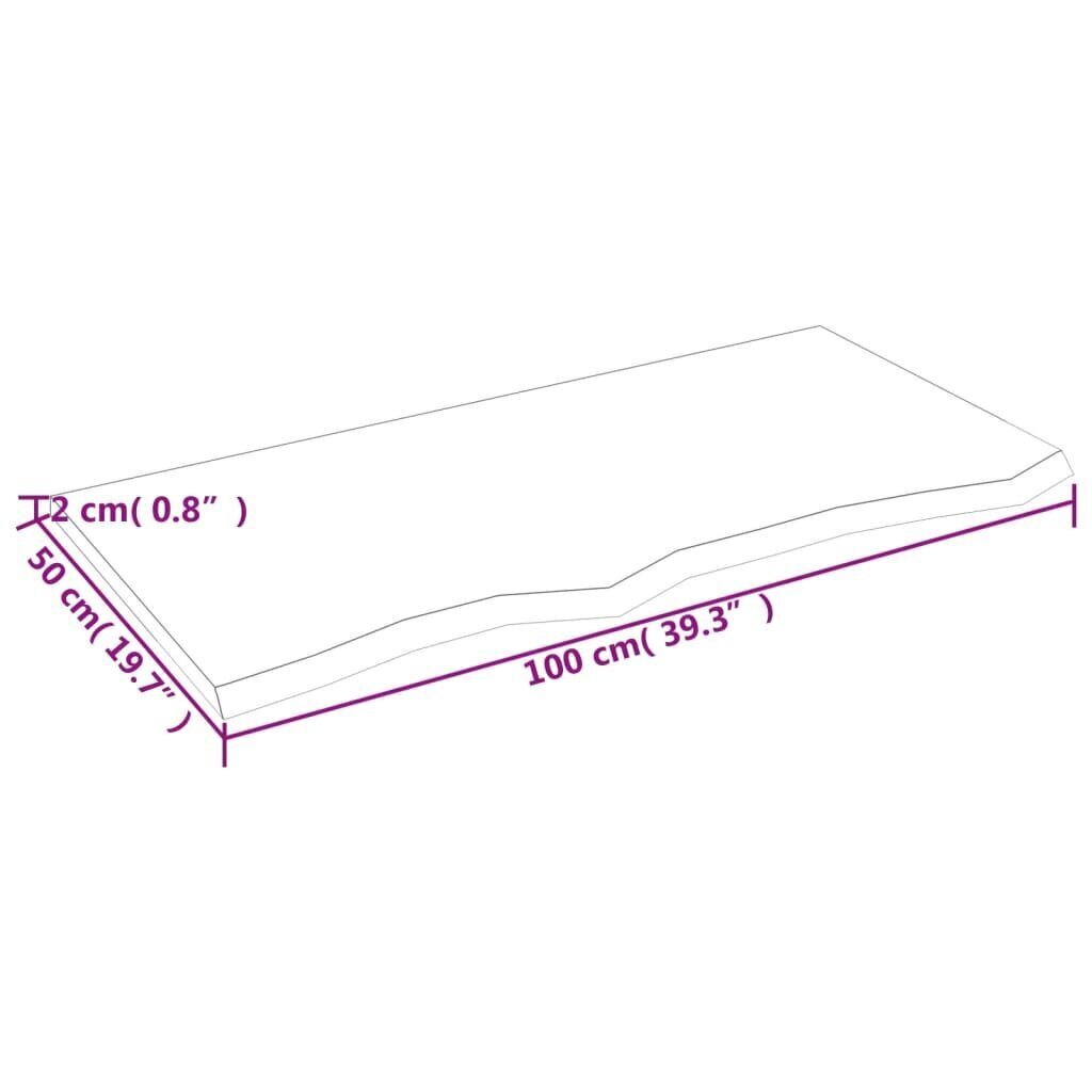 Seinähylly 100x50x2 cm käsittelemätön täysi tammi hinta ja tiedot | Hyllyt | hobbyhall.fi