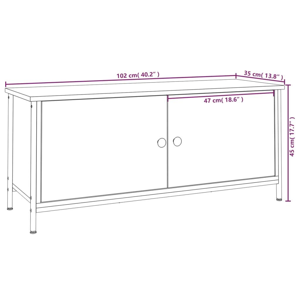 TV-taso ovilla Sonoma-tammi 102x35x45 cm tekninen puu hinta ja tiedot | TV-tasot | hobbyhall.fi