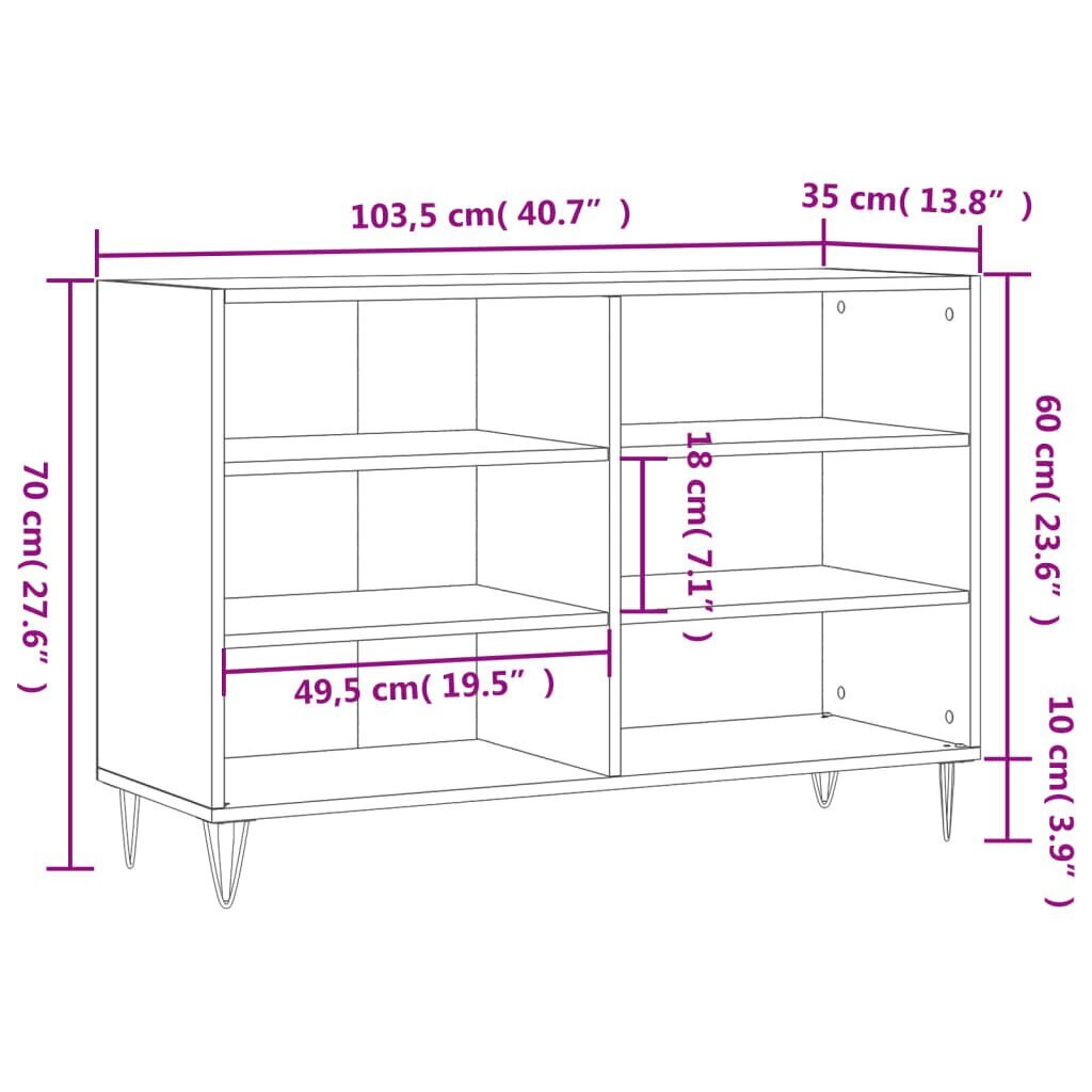 Senkki savutammi 103,5x35x70 cm tekninen puu hinta ja tiedot | Olohuoneen kaapit ja lipastot | hobbyhall.fi