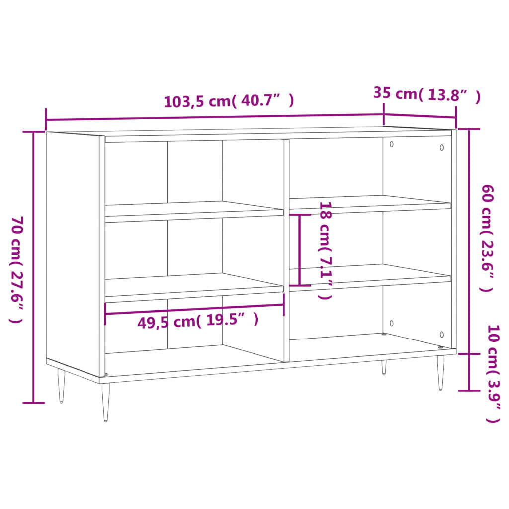 Senkki savutammi 103,5x35x70 cm tekninen puu hinta ja tiedot | Olohuoneen kaapit ja lipastot | hobbyhall.fi