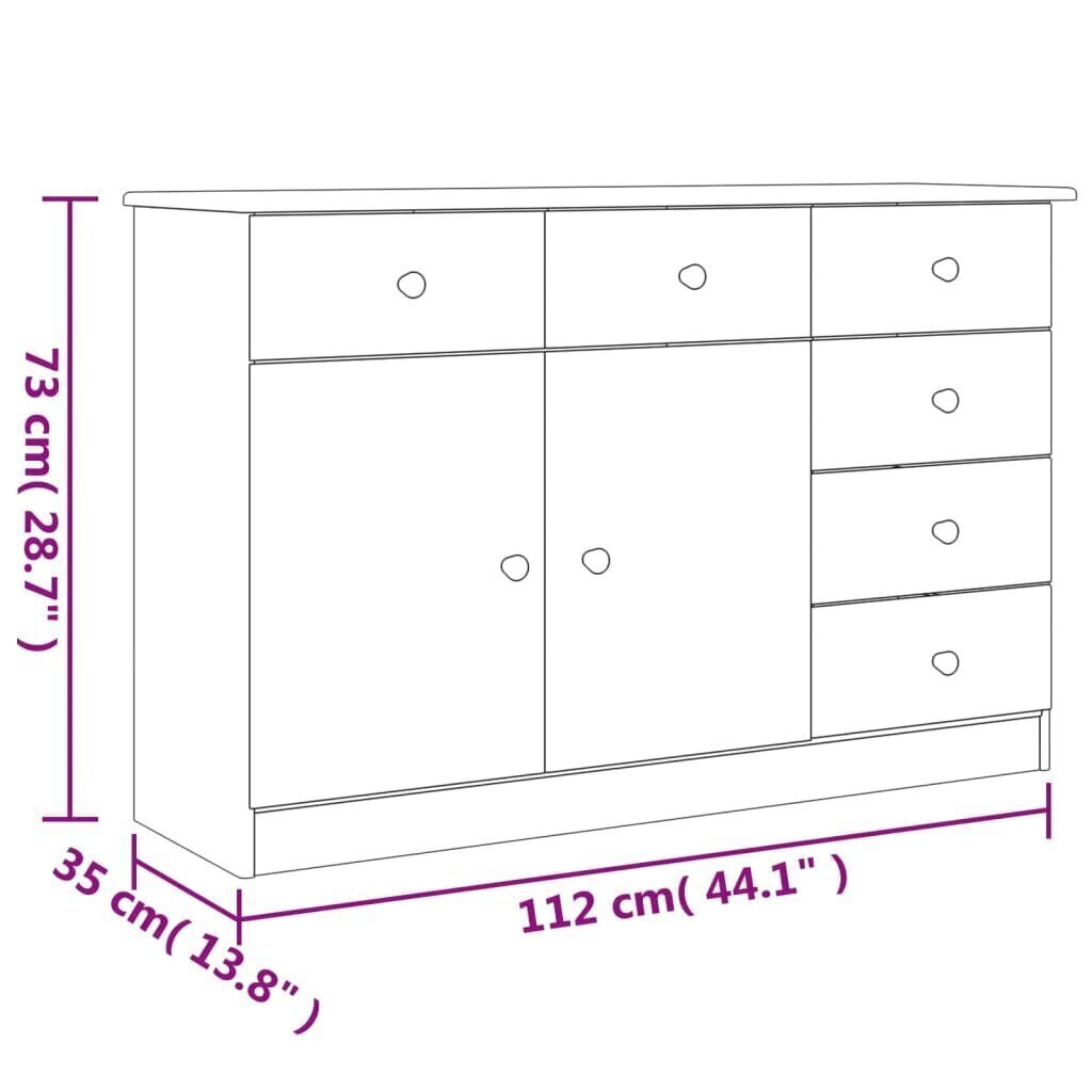 Senkki ALTA 112x35x73 cm täysi mänty hinta ja tiedot | Olohuoneen kaapit ja lipastot | hobbyhall.fi