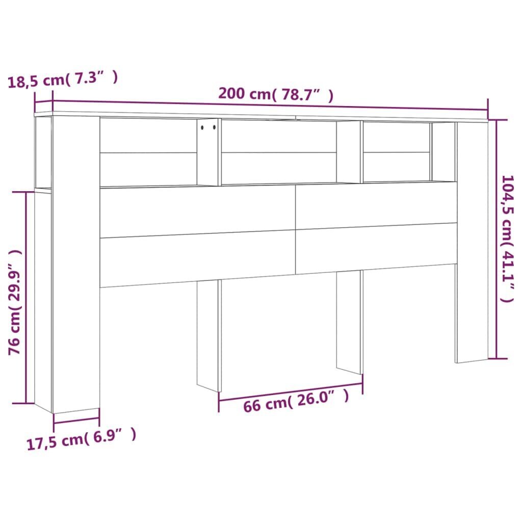 Sängynpääty säilytystilalla betoninharmaa 200x18,5x104,5 cm hinta ja tiedot | Sängyt | hobbyhall.fi