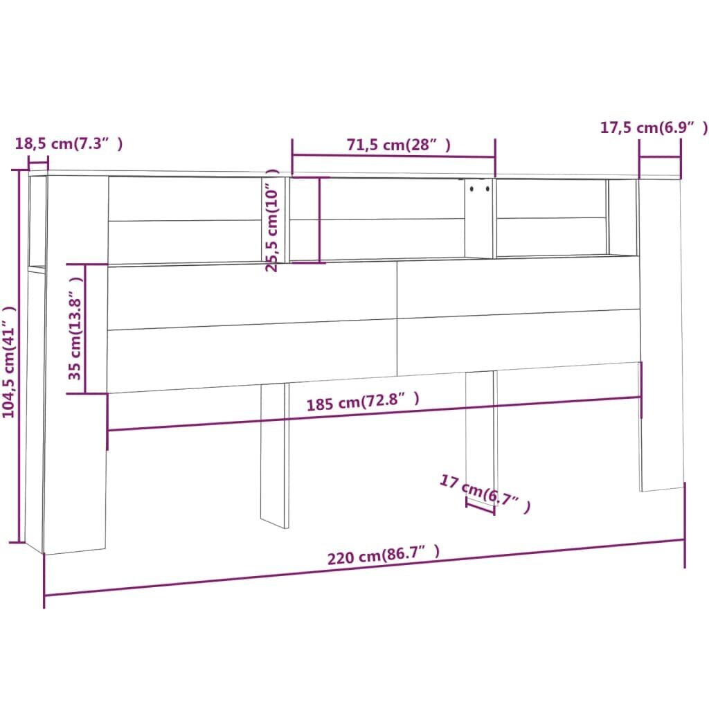 Sängynpääty säilytystilalla valkoinen 220x18,5x104,5 cm hinta ja tiedot | Sängyt | hobbyhall.fi