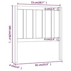 Sängynpääty harmaa 81x4x100 cm täysi mänty hinta ja tiedot | Sängyt | hobbyhall.fi