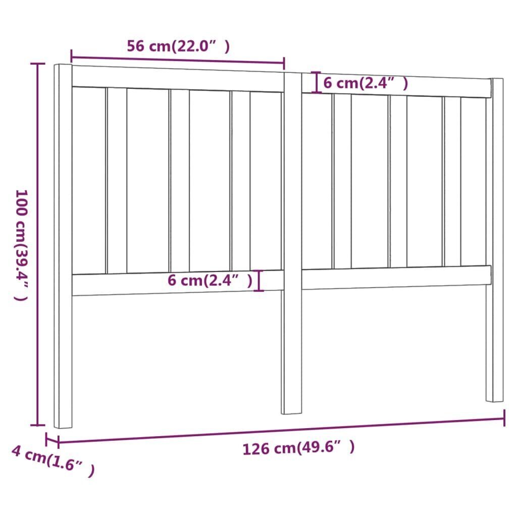 Sängynpääty musta 126x4x100 cm täysi mänty hinta ja tiedot | Sängyt | hobbyhall.fi