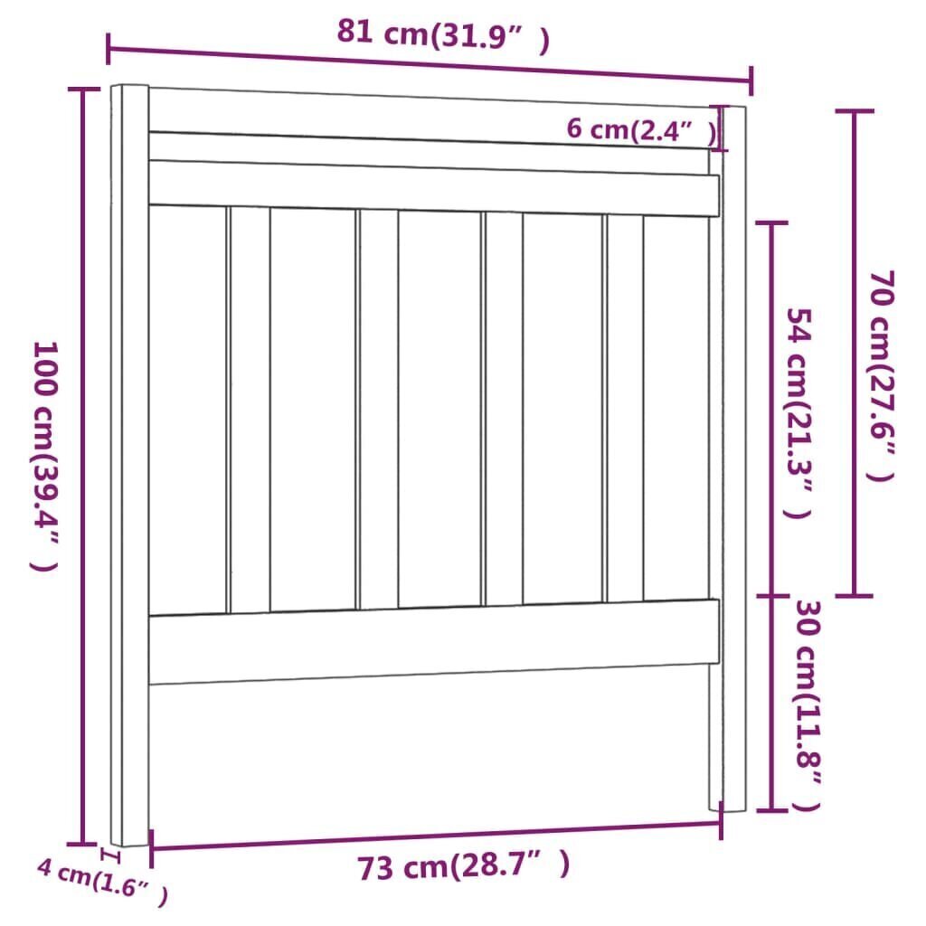 Sängynpääty musta 81x4x100 cm täysi mänty hinta ja tiedot | Sängyt | hobbyhall.fi