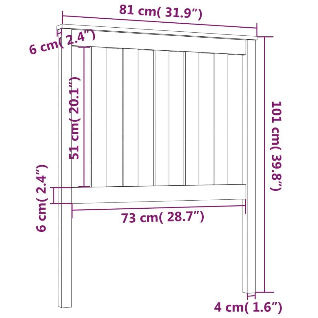 Sängynpääty musta 81x6x101 cm täysi mänty hinta ja tiedot | Sängyt | hobbyhall.fi