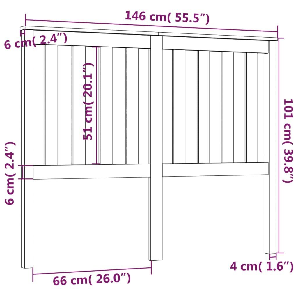 Sängynpääty 146x6x101 cm täysi mänty hinta ja tiedot | Sängyt | hobbyhall.fi