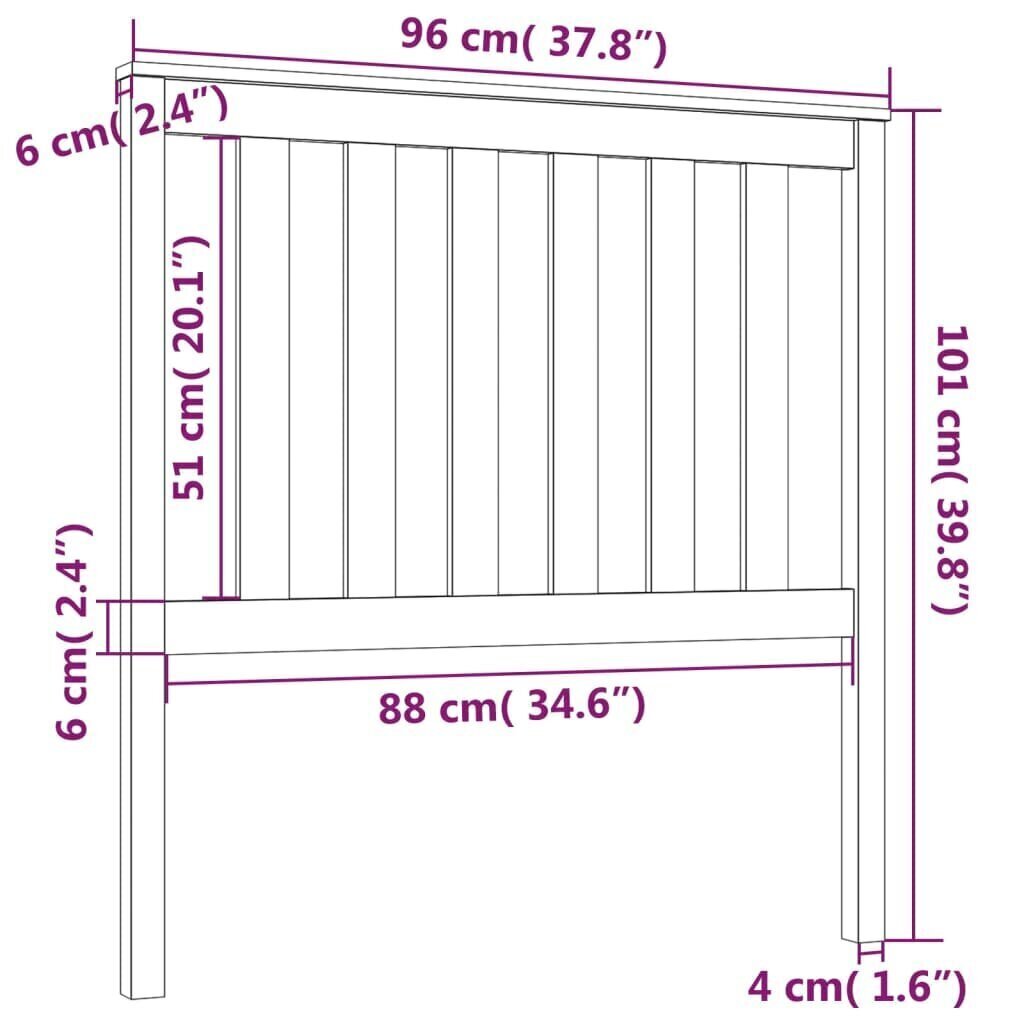 Sängynpääty hunajanruskea 96x6x101 cm täysi mänty hinta ja tiedot | Sängyt | hobbyhall.fi