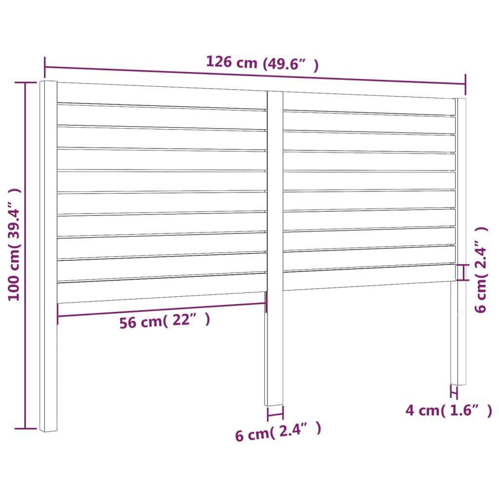 Sängynpääty musta 126x4x100 cm täysi mänty hinta ja tiedot | Sängyt | hobbyhall.fi