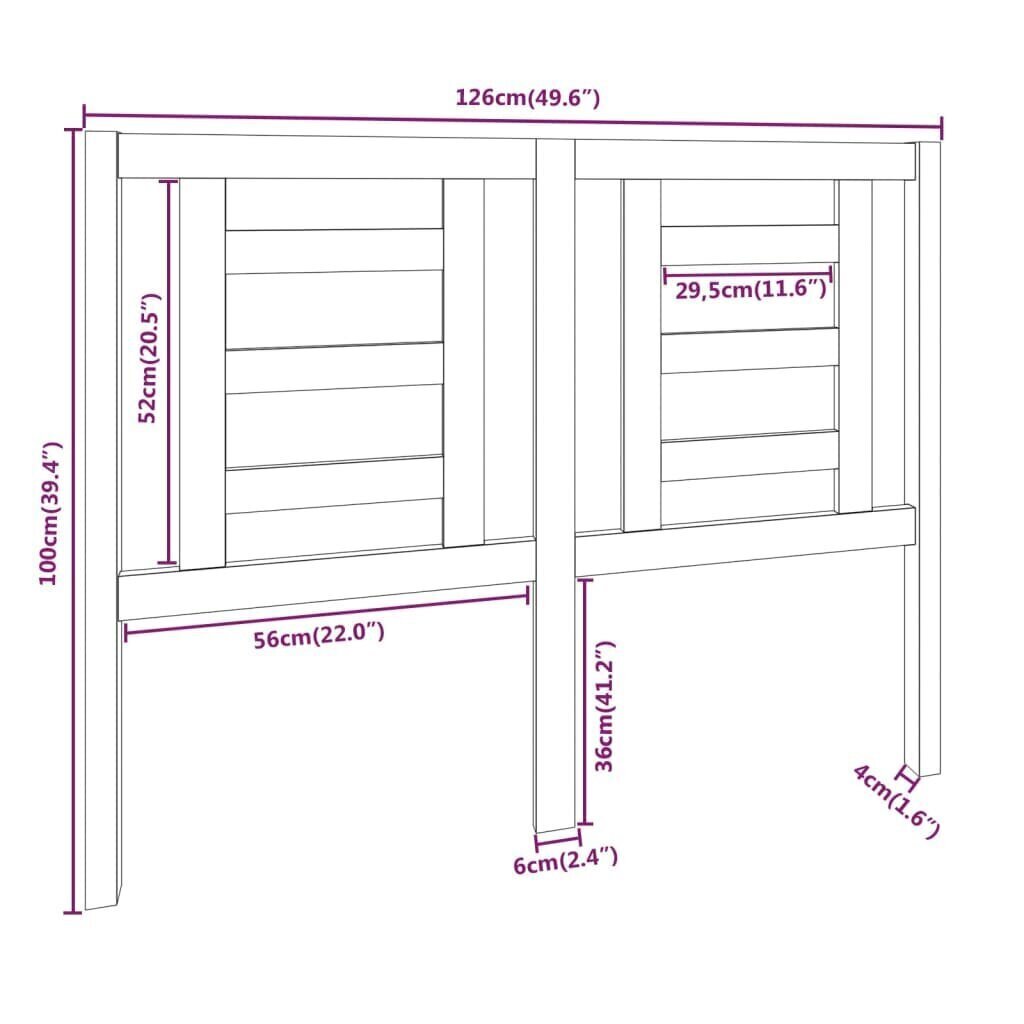 Sängynpääty 126x4x100 cm täysi mänty hinta ja tiedot | Sängyt | hobbyhall.fi