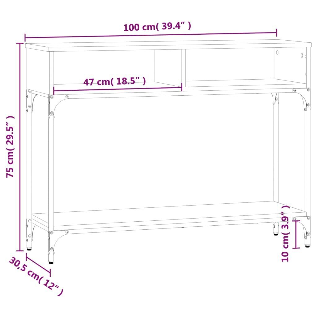 Konsolipöytä musta 100x30,5x75 cm tekninen puu hinta ja tiedot | Sivupöydät | hobbyhall.fi