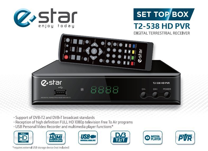 TV-lisa STB eSTAR DVBT2 538 HD Black hinta ja tiedot | Digiboksit | hobbyhall.fi