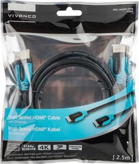 Vivanco-kaapeli PRO HDMI - HDMI 2,5m (42956). hinta ja tiedot | Kaapelit ja adapterit | hobbyhall.fi