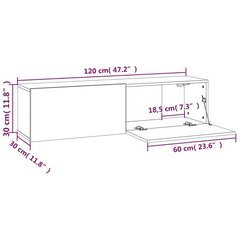 TV-seinäkaappi ruskea tammi 120x30x30 cm tekninen puu hinta ja tiedot | TV-tasot | hobbyhall.fi