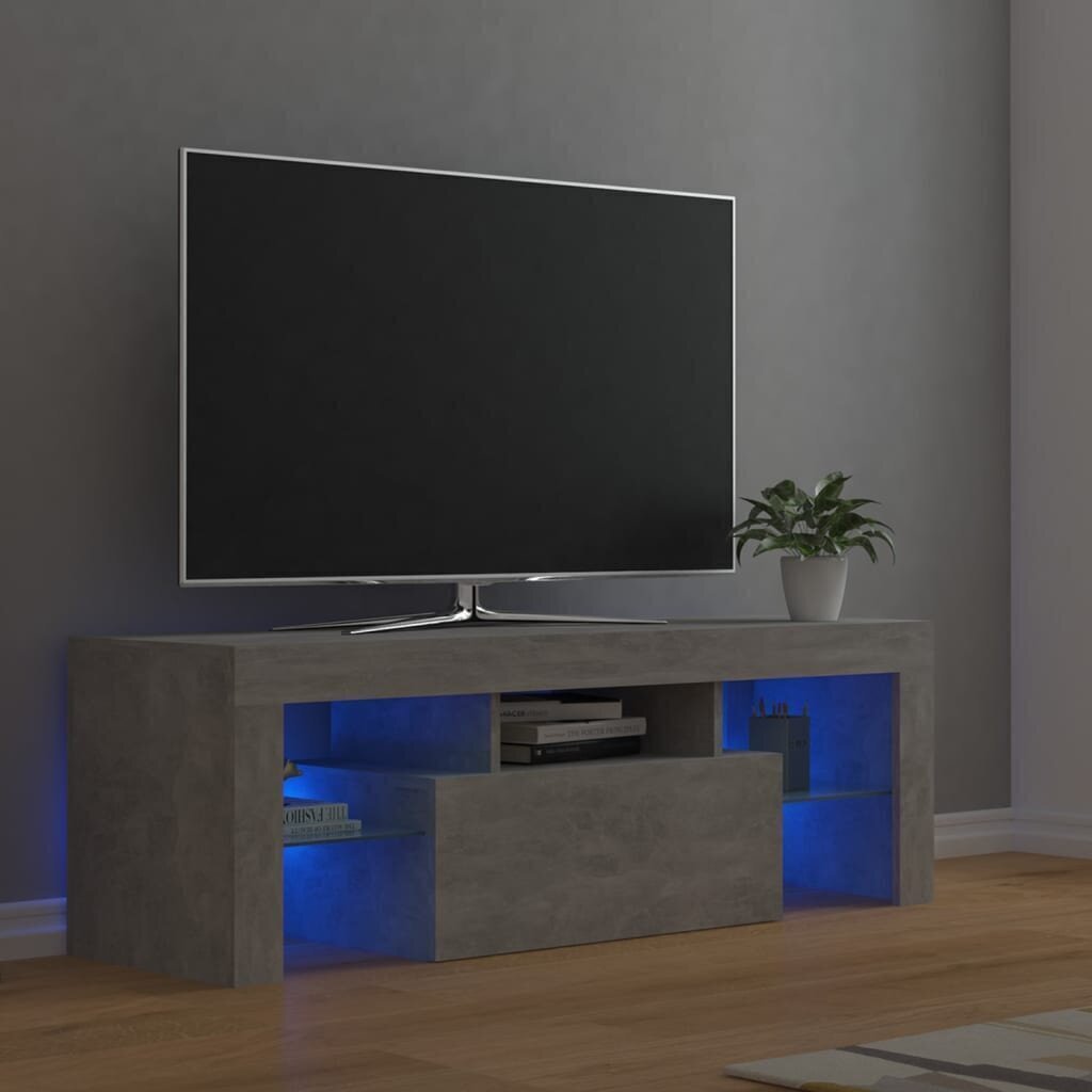 TV-taso LED-valoilla betoninharmaa 120x35x40 cm hinta ja tiedot | TV-tasot | hobbyhall.fi