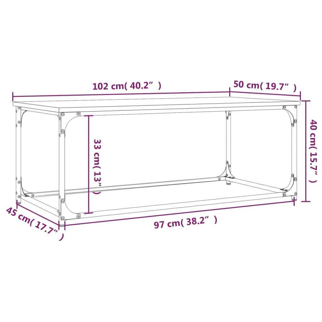 Sohvapöytä harmaa Sonoma 102x50x40 cm tekninen puu ja rauta hinta ja tiedot | Sohvapöydät | hobbyhall.fi