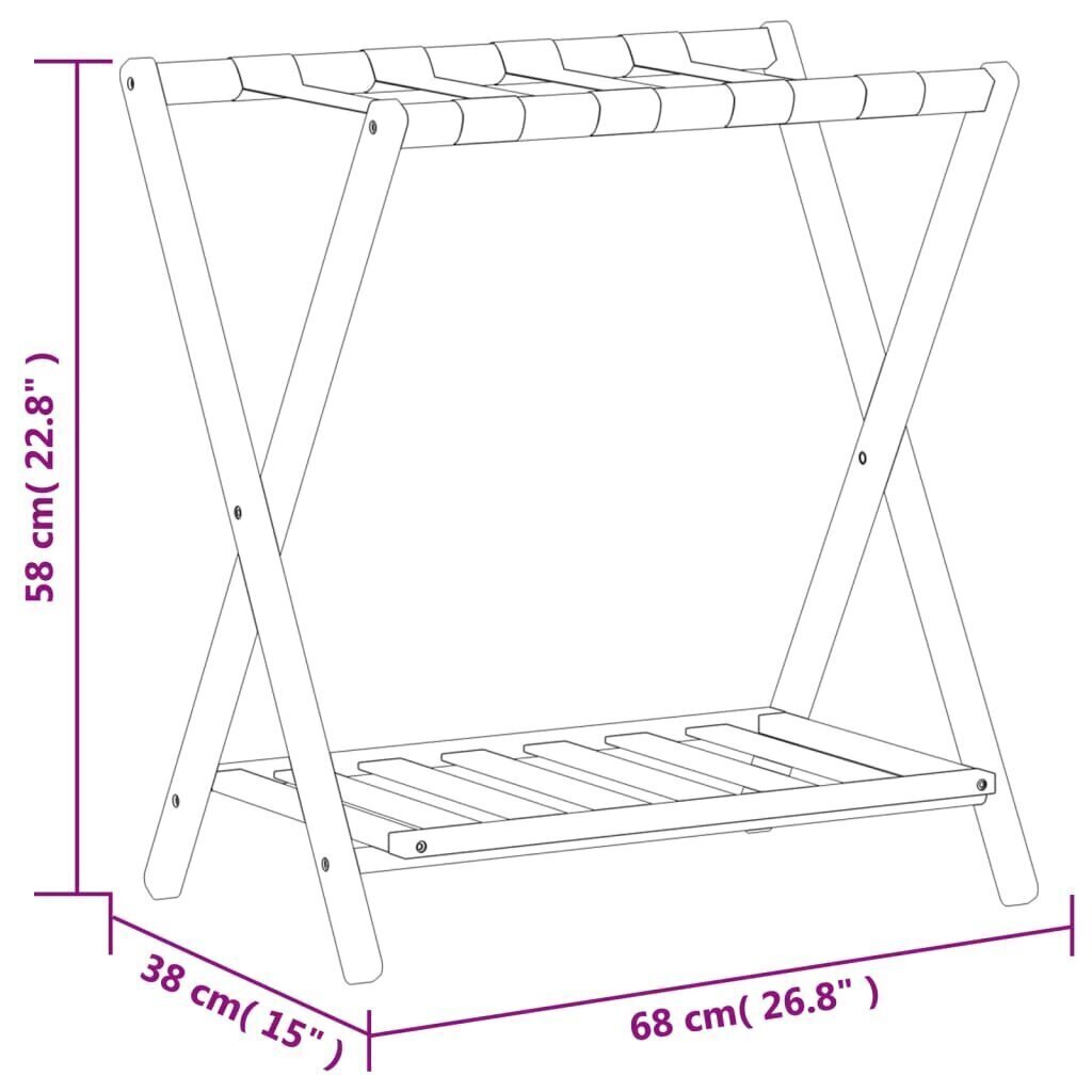 Matkalaukkuteline 68x38x58 cm bambu hinta ja tiedot | Hyllyt | hobbyhall.fi