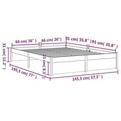 Sängynrunko täysi puu 140x190 cm hinta ja tiedot | Sängyt | hobbyhall.fi