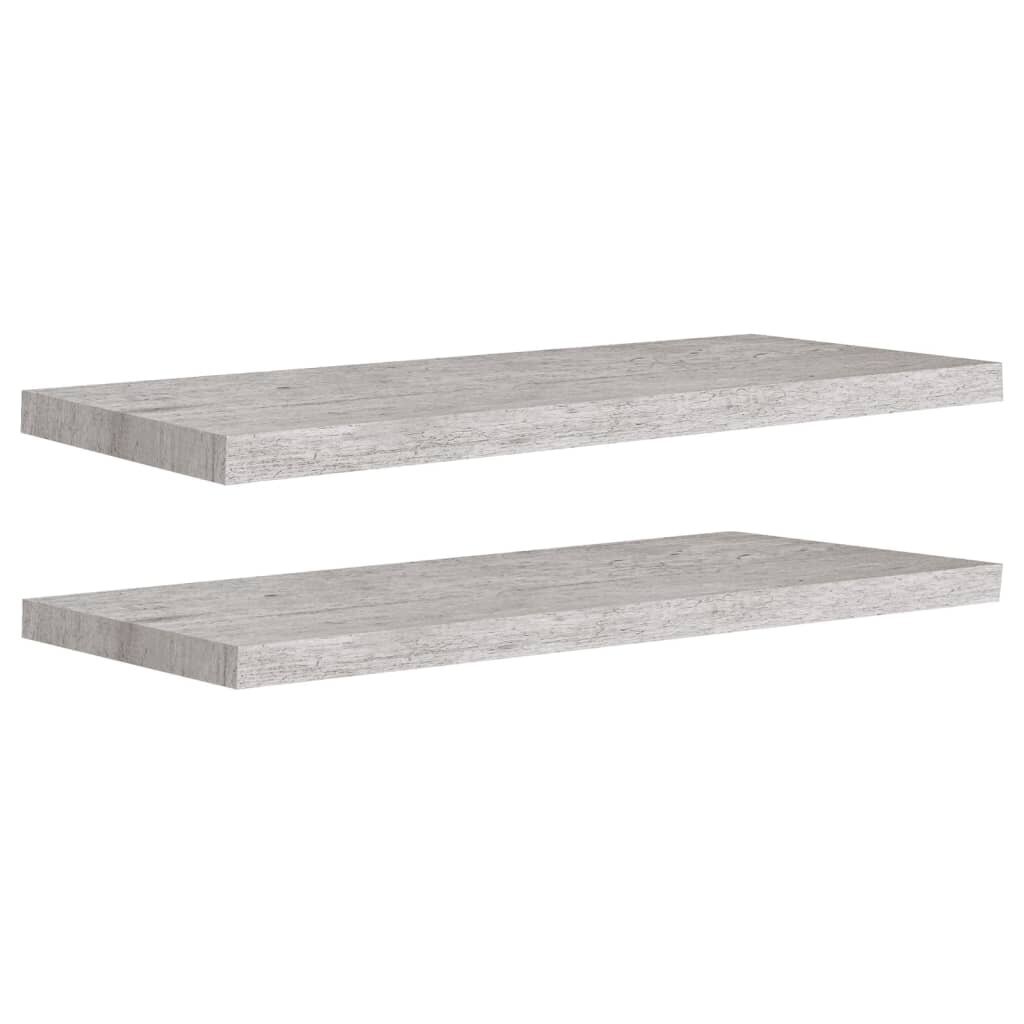 Kelluvat seinähyllyt 2 kpl betoninharmaa 80x23,5x3,8 cm MDF hinta ja tiedot | Hyllyt | hobbyhall.fi