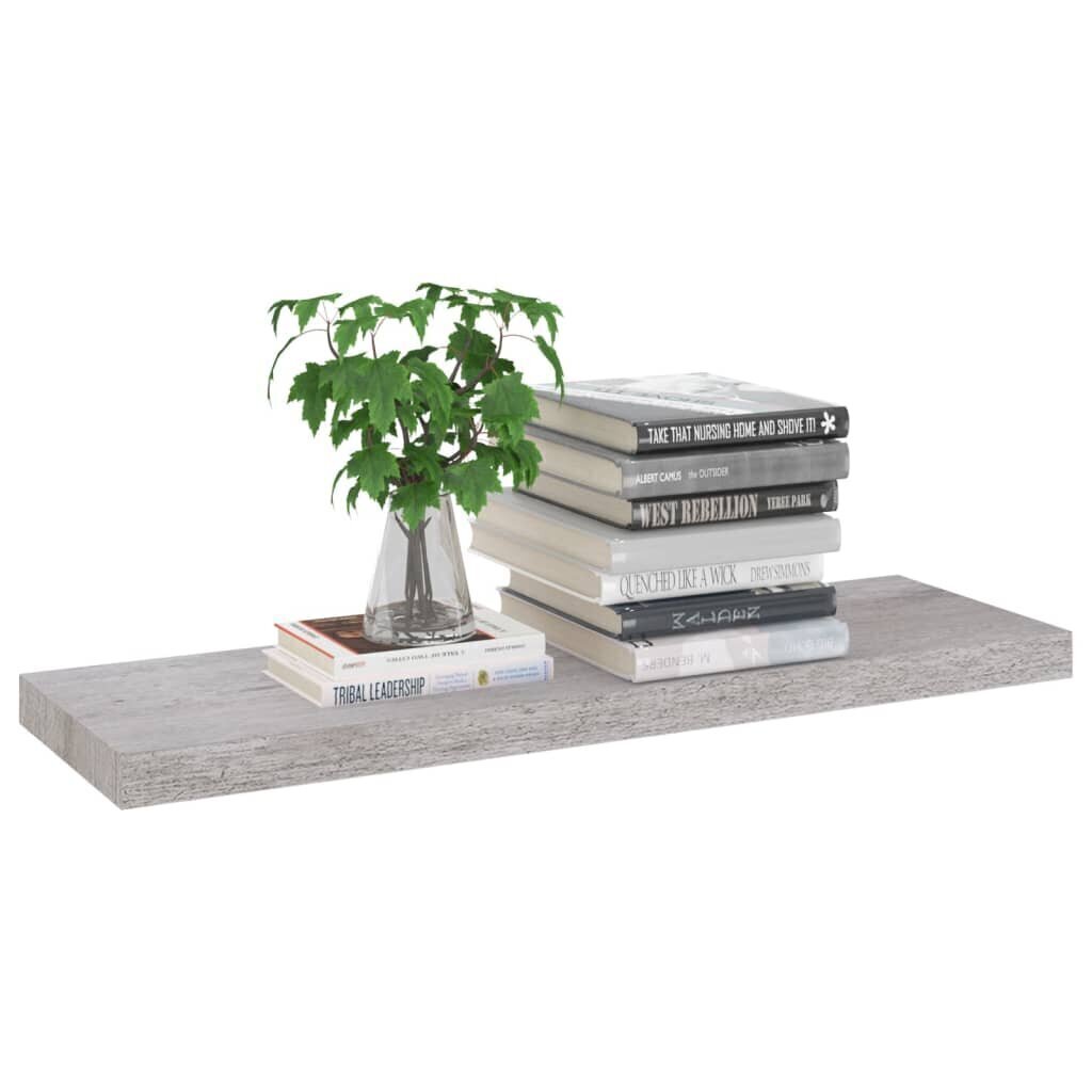 Kelluvat seinähyllyt 2 kpl betoninharmaa 80x23,5x3,8 cm MDF hinta ja tiedot | Hyllyt | hobbyhall.fi