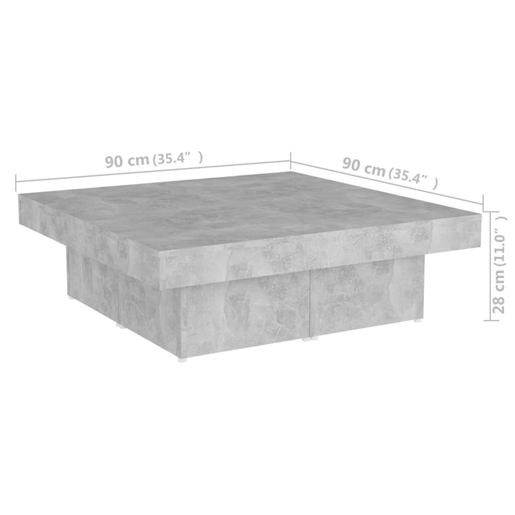 Sohvapöytä betoninharmaa 90x90x28 cm lastulevy hinta ja tiedot | Sohvapöydät | hobbyhall.fi