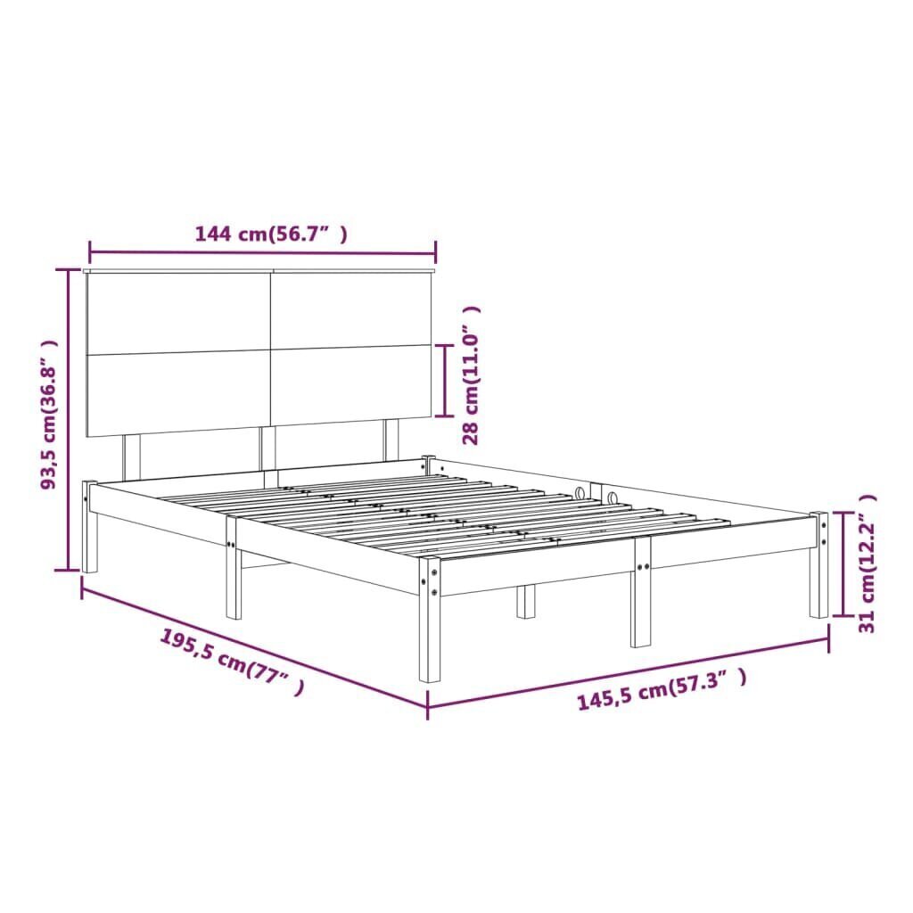 Sängynrunko täysi mänty 140x190 cm hinta ja tiedot | Sängyt | hobbyhall.fi