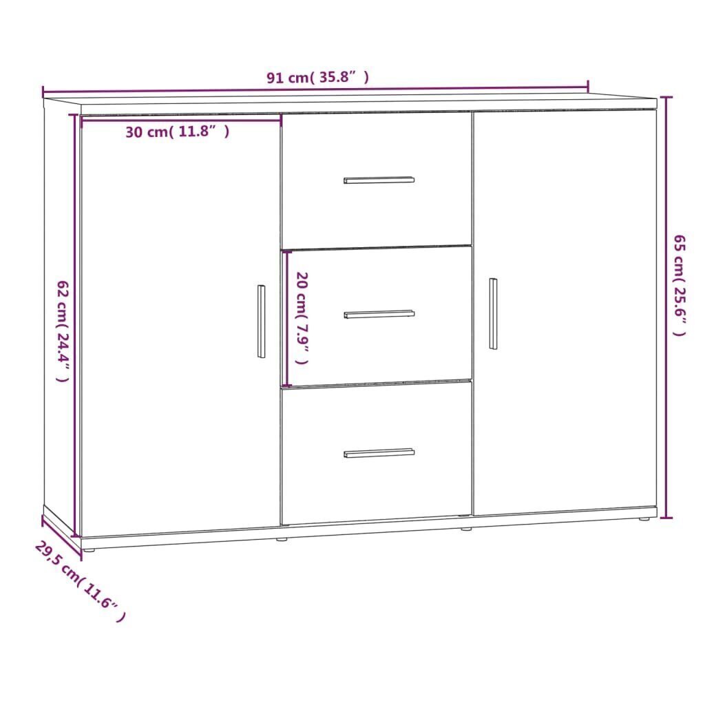 Senkki ruskea tammi 91x29,5x65 cm tekninen puu hinta ja tiedot | Olohuoneen kaapit ja lipastot | hobbyhall.fi