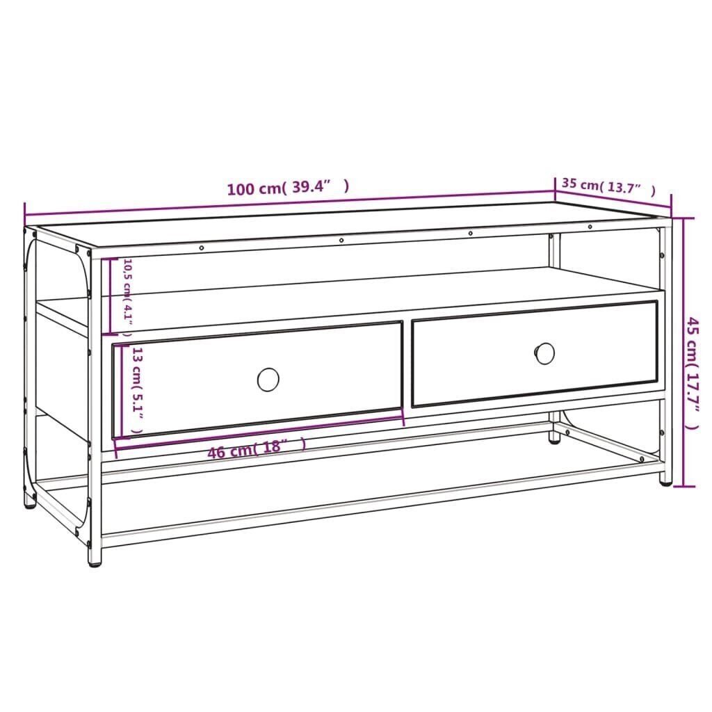 TV-taso harmaa Sonoma 100x35x45 cm tekninen puu hinta ja tiedot | TV-tasot | hobbyhall.fi