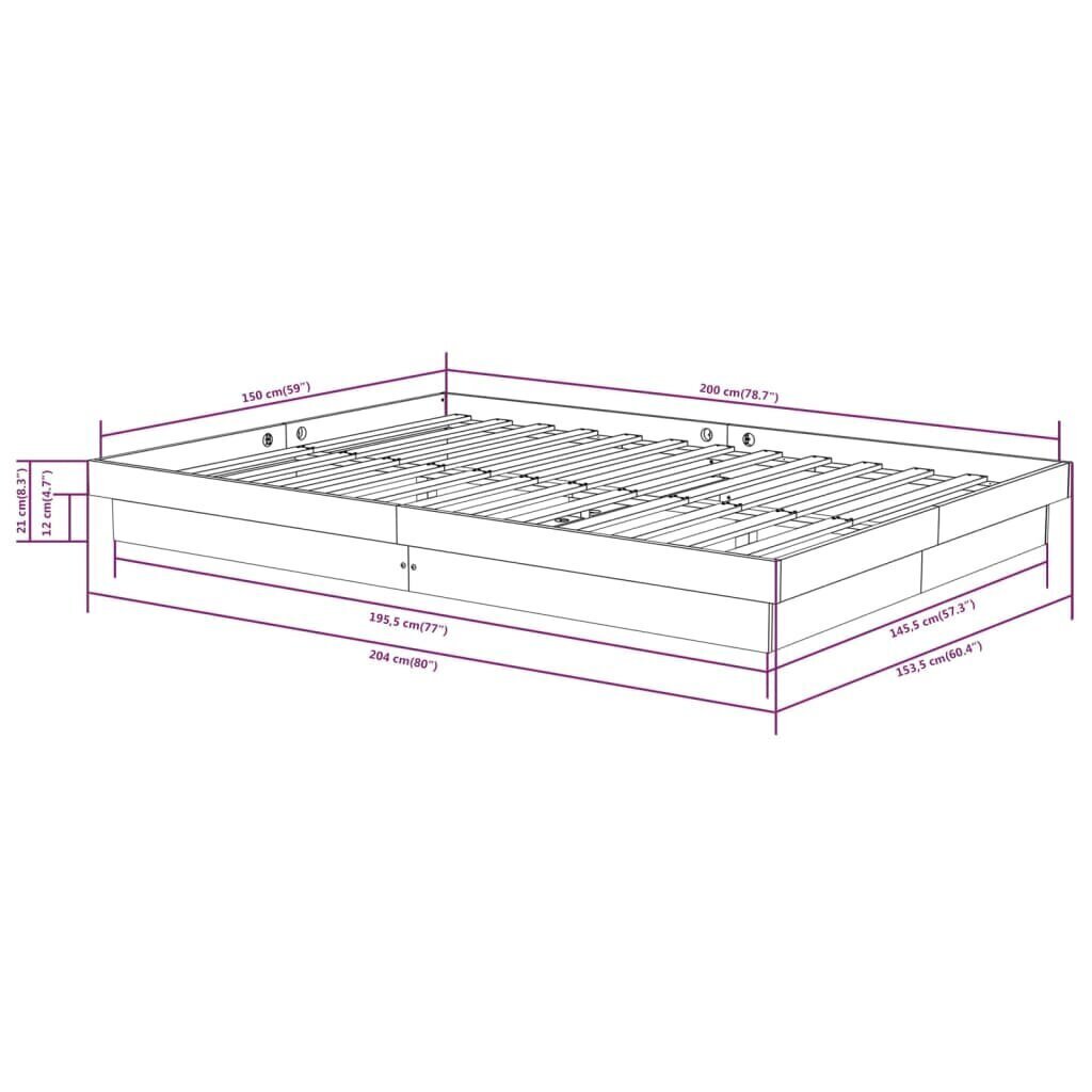 Sängynrunko valkoinen täysi puu 150x200 cm 5FT King hinta ja tiedot | Sängyt | hobbyhall.fi