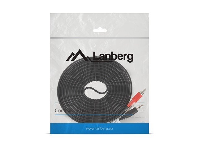 Lanberg, MiniJack 3.5 mm - 2x RCA, 5 m hinta ja tiedot | Kaapelit ja adapterit | hobbyhall.fi