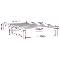 Sängynrunko harmaa 100x200 cm täysi mänty hinta ja tiedot | Sängyt | hobbyhall.fi