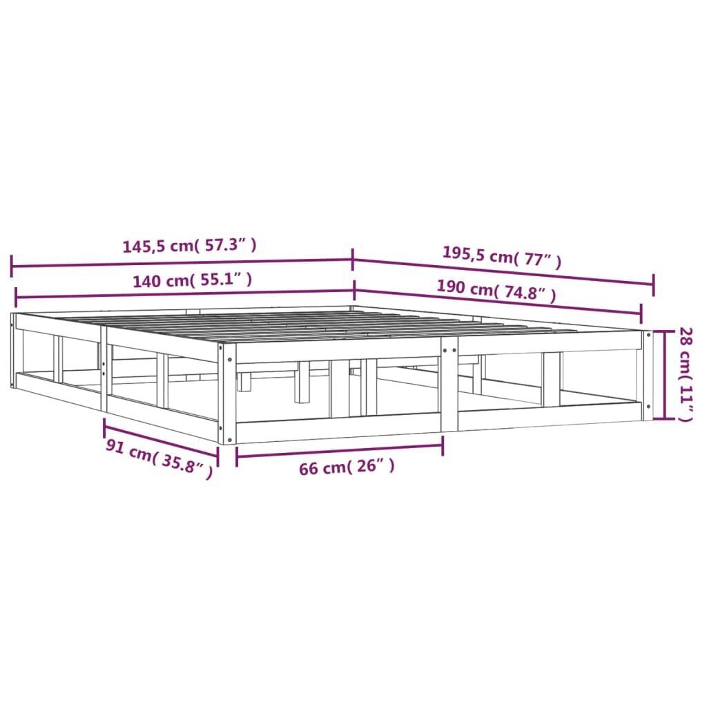 Sängynrunko 140x190 cm täysi puu hinta ja tiedot | Sängyt | hobbyhall.fi