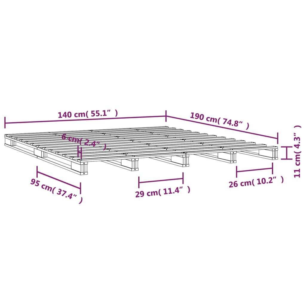 Lavasänky harmaa 140x190 cm täysi mänty hinta ja tiedot | Sängyt | hobbyhall.fi