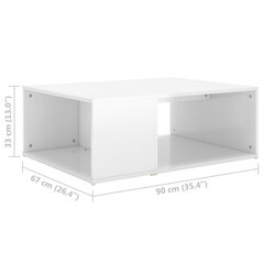 Sohvapöytä korkeakiilto valkoinen 90x67x33 cm lastulevy hinta ja tiedot | Sohvapöydät | hobbyhall.fi