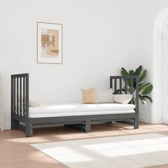 Sohvasänky ulosvedettävä harmaa 2x (90x190) cm täysi mänty hinta ja tiedot | Sängyt | hobbyhall.fi