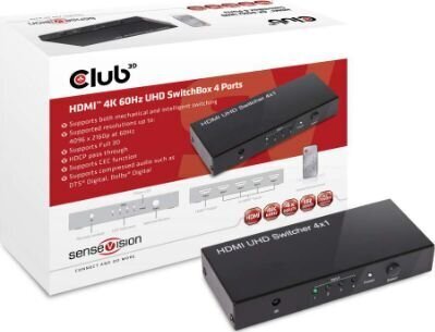 CLUB 3D HDMI 2.0 UHD SwitchBox 4 Ports hinta ja tiedot | Adapterit | hobbyhall.fi