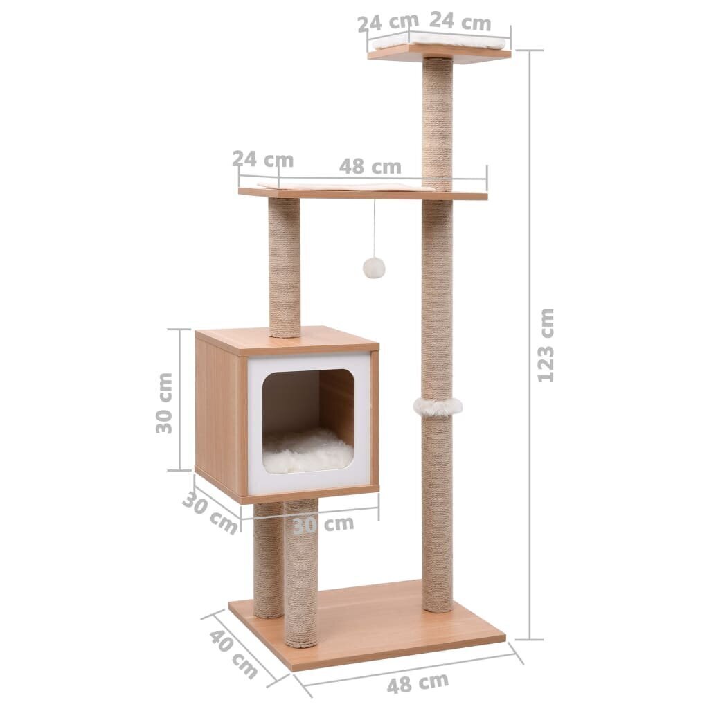 Kissan kiipeilypuu sisal-raapimismatolla 123 cm hinta ja tiedot | Raapimispuut ja kiipeilypuut | hobbyhall.fi