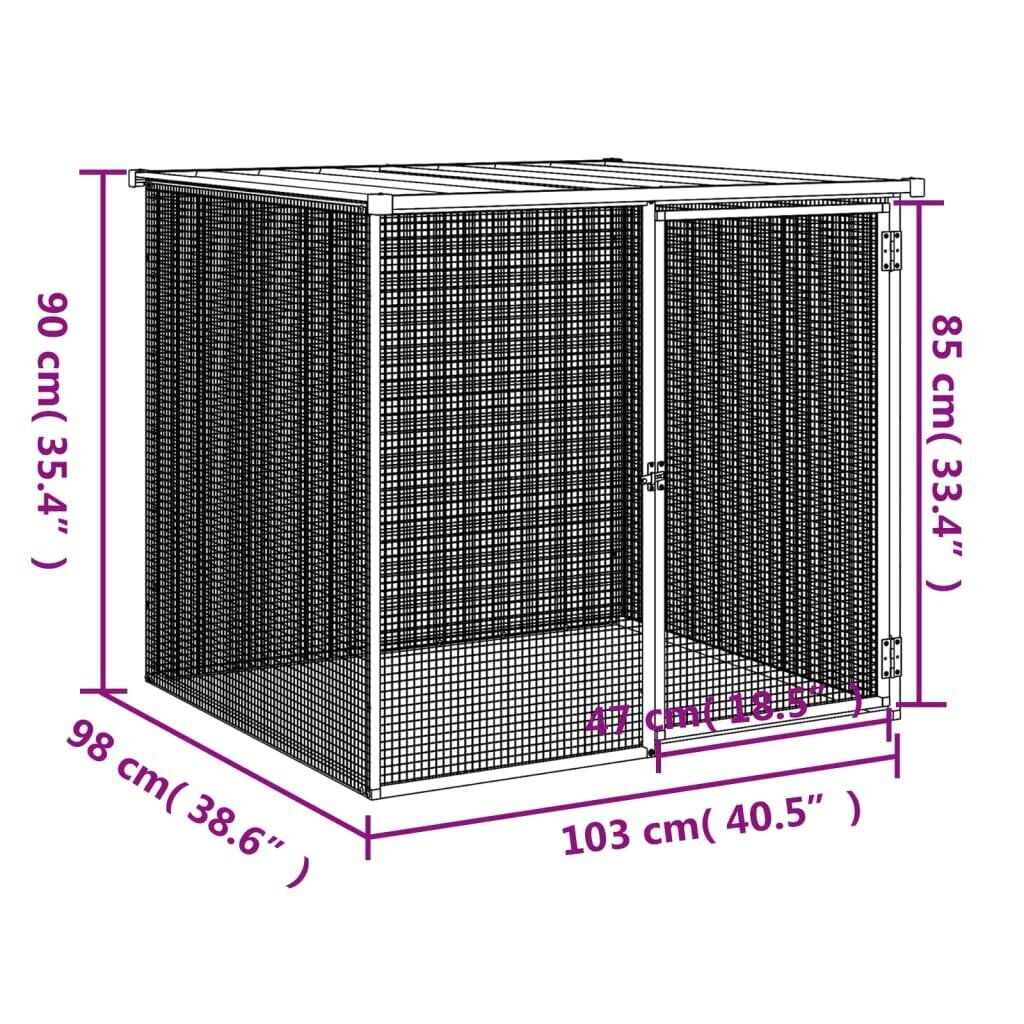 Kanahäkki katolla vaaleanharmaa 103x98x90 cm galvanoitu teräs hinta ja tiedot | Lintulaudat ja lintuhäkit | hobbyhall.fi