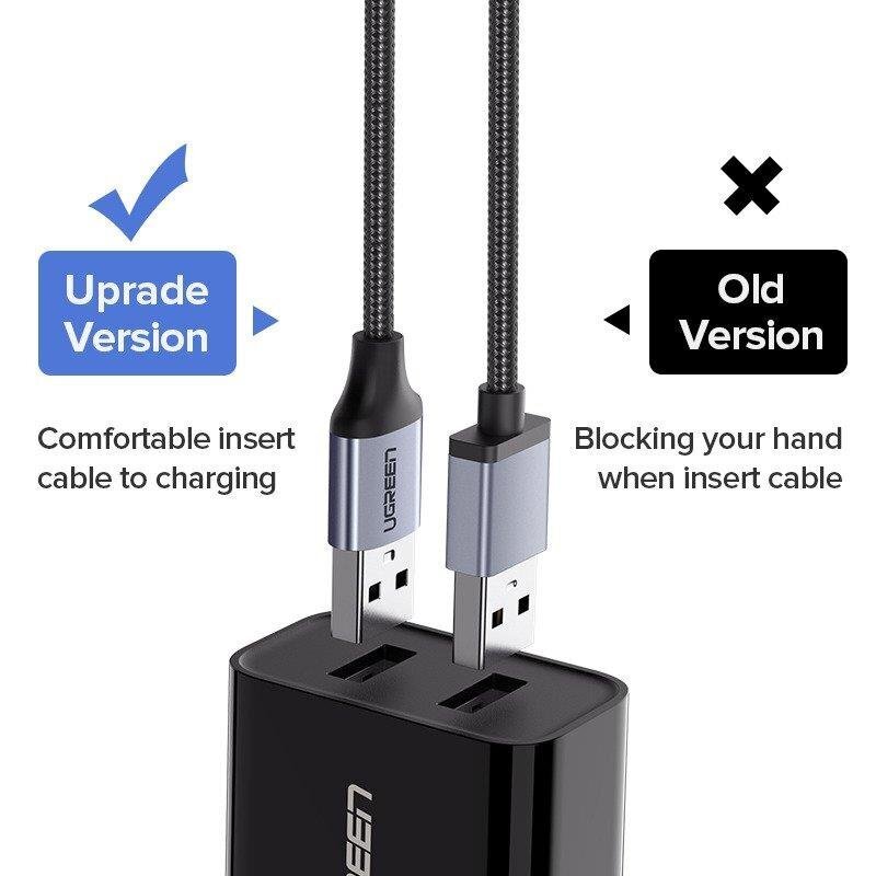 UGREEN Micro-USB-kaapeli QC 3.0 2.4A 0.25m (musta) hinta ja tiedot | Kaapelit ja adapterit | hobbyhall.fi