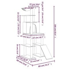 Kissan kiipeilypuu sisal- raapimispylväillä tummanharmaa 166 cm hinta ja tiedot | Raapimispuut ja kiipeilypuut | hobbyhall.fi