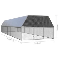 Ulkotilan kanahäkki 3x12x2 m galvanoitu teräs hinta ja tiedot | Lintulaudat ja lintuhäkit | hobbyhall.fi