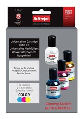 Tarvike mustesuihkutulostimiin ActiveJet UK-2, 3x30 ml keltainen, sininen, punainen hinta ja tiedot | Mustekasetit | hobbyhall.fi