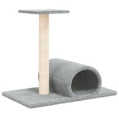 Kissan raapimispylväs tunnelilla vaaleanharmaa 60x34,5x50 cm hinta ja tiedot | Raapimispuut ja kiipeilypuut | hobbyhall.fi